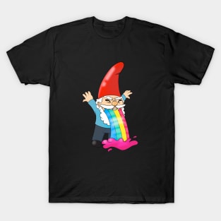 Gnome Vomiting Throwing Up Rainbow Funny T-Shirt